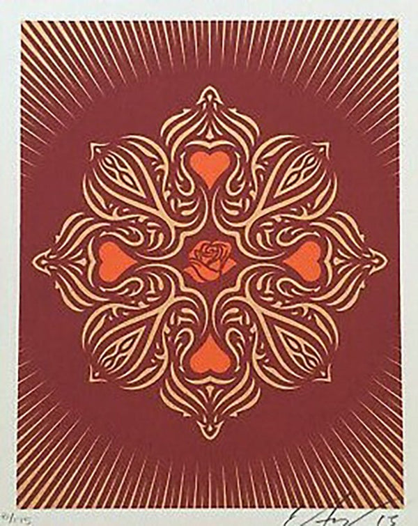 Ganas Dignity Love Red Gold Serigraph Print by Ernesto Yerena Montejano- Hecho Con Ganas