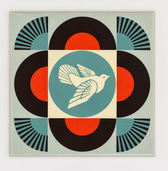 Geometric Dove Tile- Black Print by Shepard Fairey- OBEY