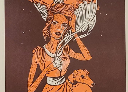 Girl with Greyhound Letterpress Print by Dan Christofferson- Beeteeth