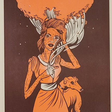 Girl with Greyhound Letterpress Print by Dan Christofferson- Beeteeth