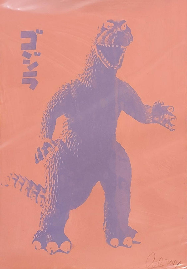 Gojira Original Mixed Media Watercolor Painting by Aelhra