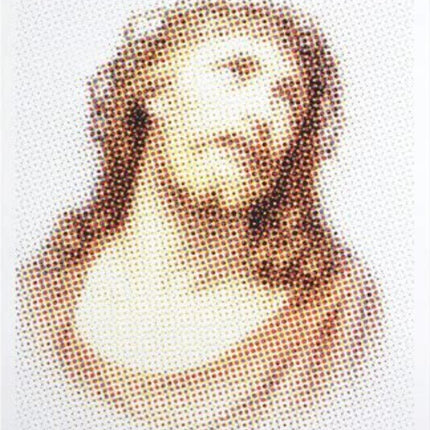 Halftone Jesus White Silkscreen Print by SSUR- Ruslan Karablin