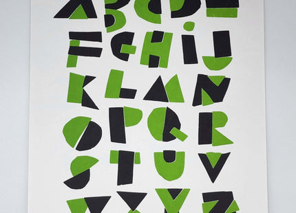 Hand Cut Alphabet Green Silkscreen Print by Nate Duval