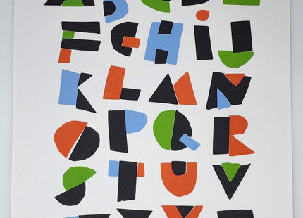 Hand Cut Alphabet Multi Silkscreen Print by Nate Duval