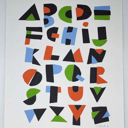 Hand Cut Alphabet Multi Silkscreen Print by Nate Duval