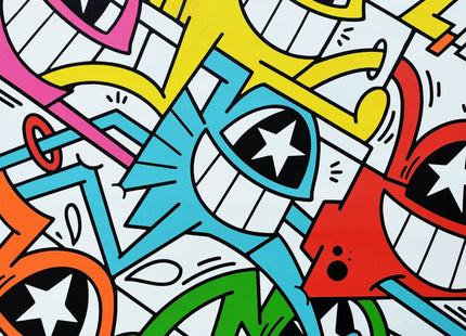 Happy All Stars 1 Original Spray Paint Acrylic Painting by El Pez