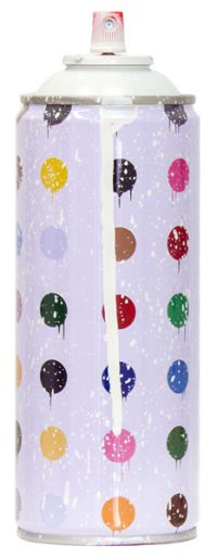 Hirst Dots White Spray Paint Can Sculpture by Mr Brainwash- Thierry Guetta
