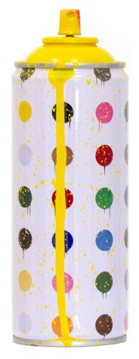 Hirst Dots Yellow Spray Paint Can Sculpture by Mr Brainwash- Thierry Guetta
