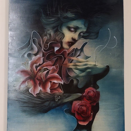 Hollow Breath Original Acrylic Charcoal Painting by Craww