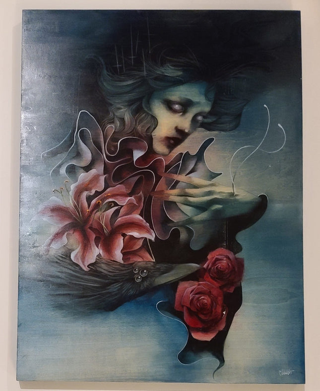 Hollow Breath Original Acrylic Charcoal Painting by Craww