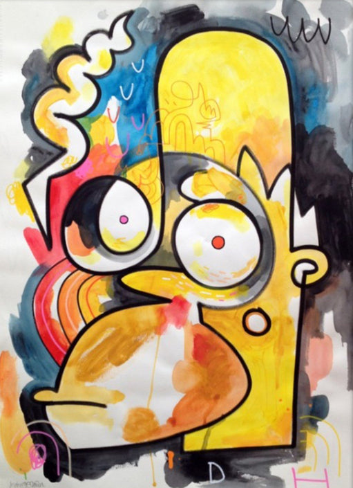 Homer Original Pasca Ink Watercolor Painting by Jon Burgerman – Sprayed ...