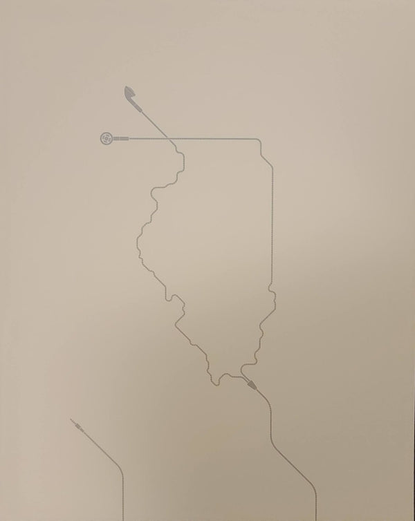 Illinois Earbuds Silkscreen Print by Sean Mort