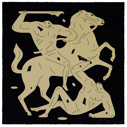 Into The Night MMXXI- Gold/Black Silkscreen Print by Cleon Peterson