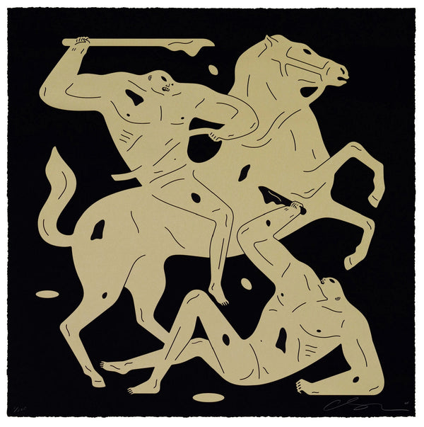 Into The Night MMXXI- Gold/Black Silkscreen Print by Cleon Peterson