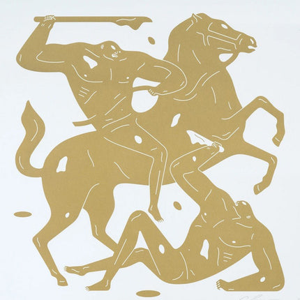 Into The Night MMXXI- Gold/White Silkscreen Print by Cleon Peterson