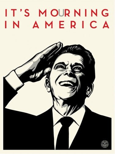 C'est le deuil en Amérique sérigraphie par Shepard Fairey- OBEY