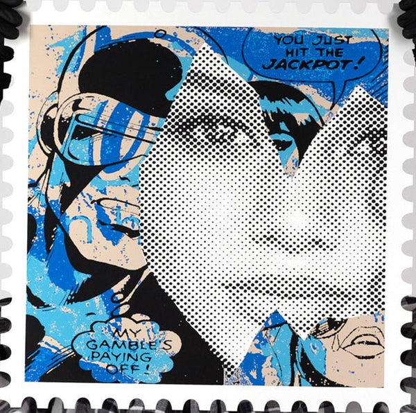 Serigrafía en azul Jackpot de Marly Mcfly