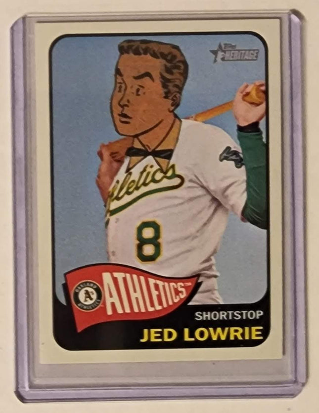 Jed Lowrie Surprise Face Athletics Original Collage Baseball Card Art by Pat Riot