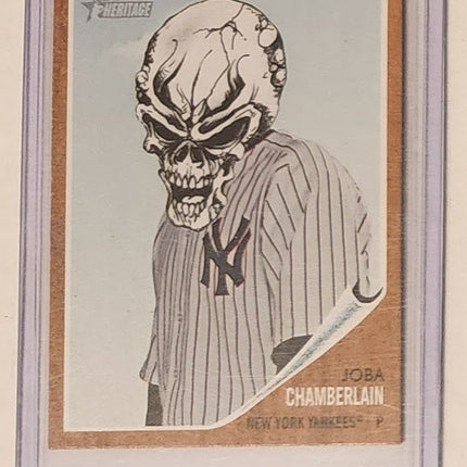 Joba Chamberlain Skull Brain Yankees Original Collage Baseball Card Art by Pat Riot