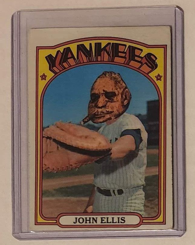 John Ellis Cigar Smoking Man Yankees Original Collage Baseball Card Art by Pat Riot