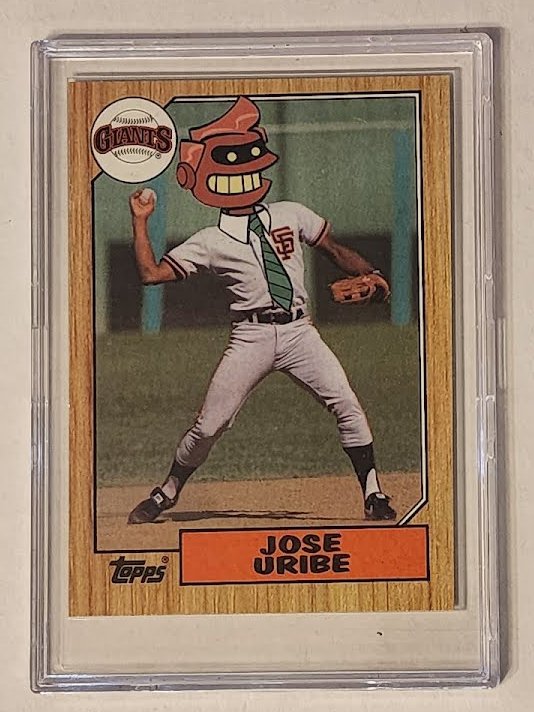 Jose Uribe Futurama Robot Giants Original Collage Baseball Card Art by Pat Riot Jose Uribe Futurama Robot Giants Original Collage Baseball Card Art by Pat Riot