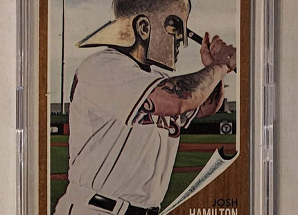 Josh Hamilton Spartan Warrior Rangers Original Collage Baseball Card Art by Pat Riot