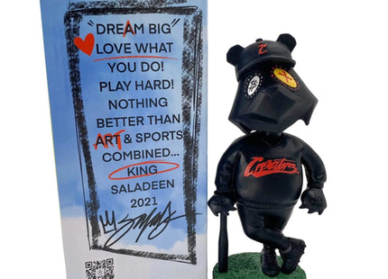 JP Money Bear Triple Black Bobble Head Art Toy by King Saladeen
