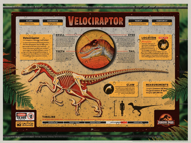 Jurassic Park Velociraptor Silkscreen Print by DKNG