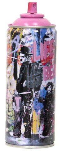 Just Kidding Pink Spray Paint Can Sculpture by Mr Brainwash- Thierry Guetta