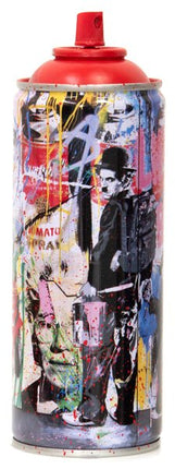 Just Kidding Red Spray Paint Can Sculpture by Mr Brainwash- Thierry Guetta