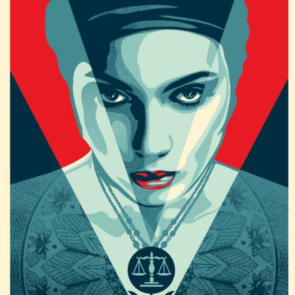 Justice Woman- Red Silkscreen Print by Shepard Fairey- OBEY