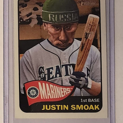 Juston Smoak Putin Beanie Mariners Original Collage Baseball Card Art by Pat Riot