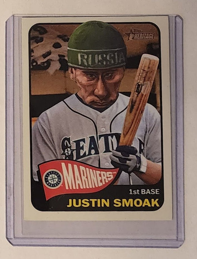 Juston Smoak Putin Beanie Mariners Original Collage Baseball Card Art by Pat Riot