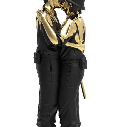 Kissing Coppers Gold Rush Polystone Sculpture by Brandalised