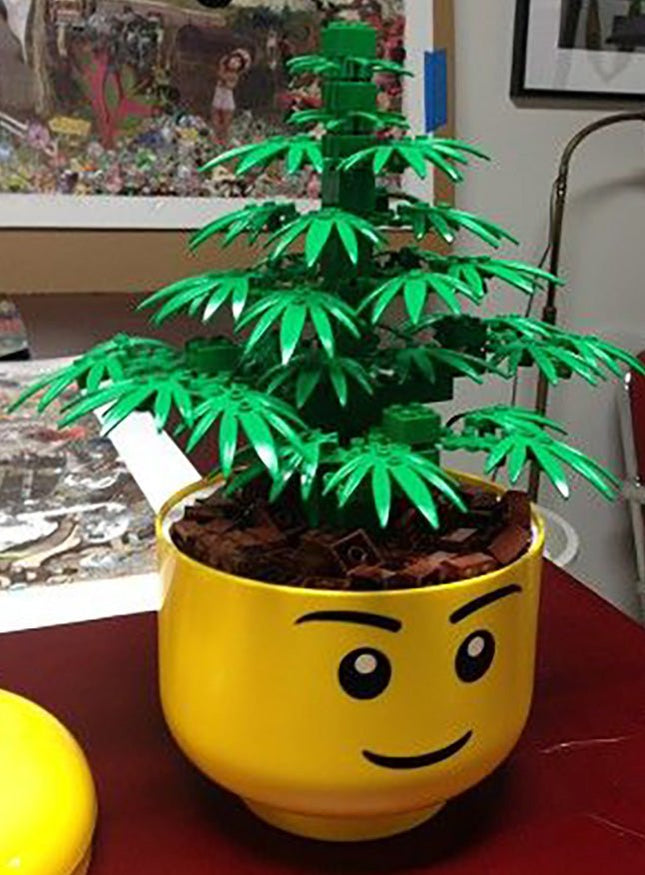 LAGO Clone Kit Super Size Head Marijuana Cannabis Lego Art Sculpture Object by Pat Riot