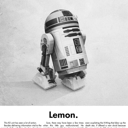 Lemon R2 Unit Silkscreen Print by Justin Van Genderen