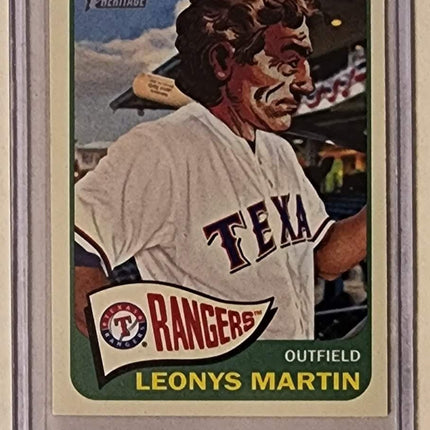 Leonys Martin Old Man Rangers Original Collage Baseball Card Art by Pat Riot