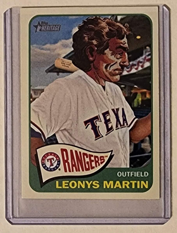 Leonys Martin Old Man Rangers Collage original Tarjeta de béisbol Arte de Pat Riot