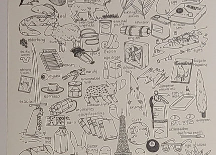 Letter E Alphabet Original Pen Drawing by Deth P Sun