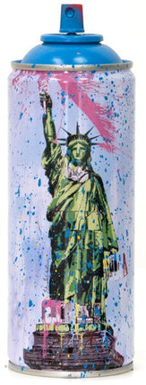 Liberty Cyan Spray Paint Can Sculpture by Mr Brainwash- Thierry Guetta