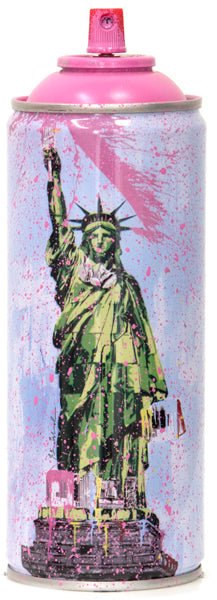 Liberty Pink Spray Paint Can Sculpture by Mr Brainwash- Thierry Guetta