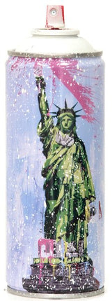 Liberty White Spray Paint Can Sculpture by Mr Brainwash- Thierry Guetta