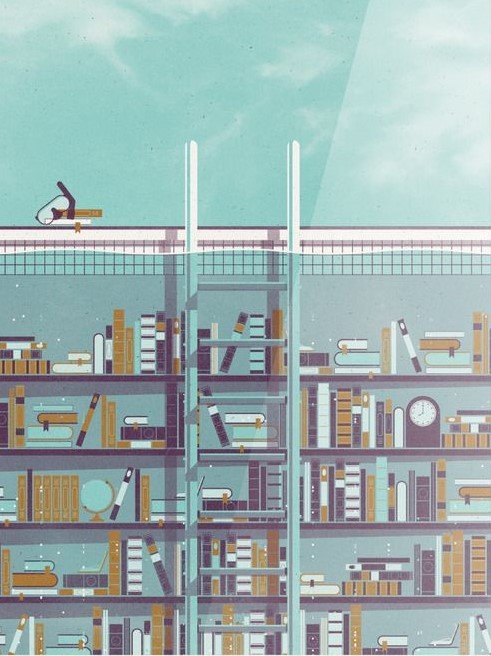 Library Silkscreen Print by DKNG
