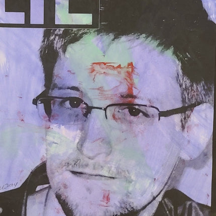 LIE Edward Snowden Original Mixed Media Watercolor Painting by Aelhra