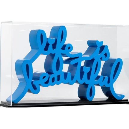 Life is Beautiful Classic Blue Sculpture by Mr Brainwash- Thierry Guetta