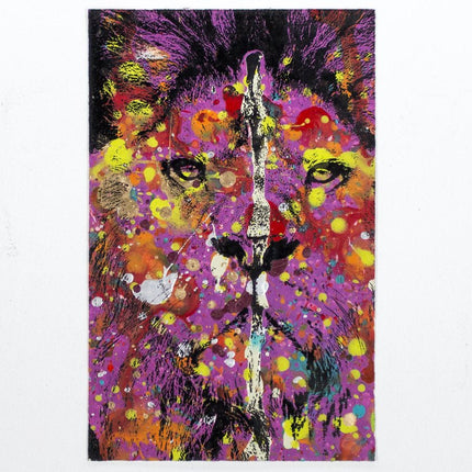 Lion HPM Acrylic Silkscreen Print by Bobby Hill