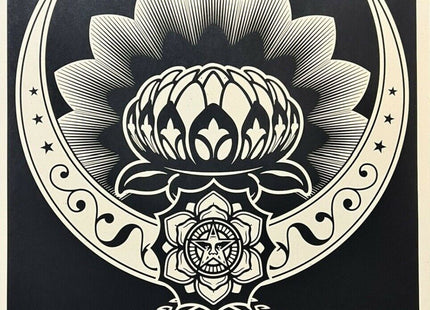 Lotus Ornament- Black AP Silkscreen Print by Shepard Fairey- OBEY