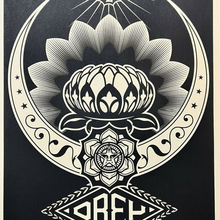 Lotus Ornament- Black AP Silkscreen Print by Shepard Fairey- OBEY