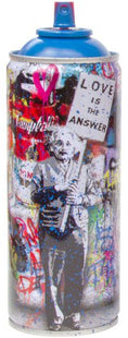 Love is the Answer Cyan Spray Paint Can Sculpture by Mr Brainwash- Thierry Guetta