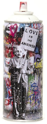 Love is the Answer White Spray Paint Can Sculpture by Mr Brainwash- Thierry Guetta